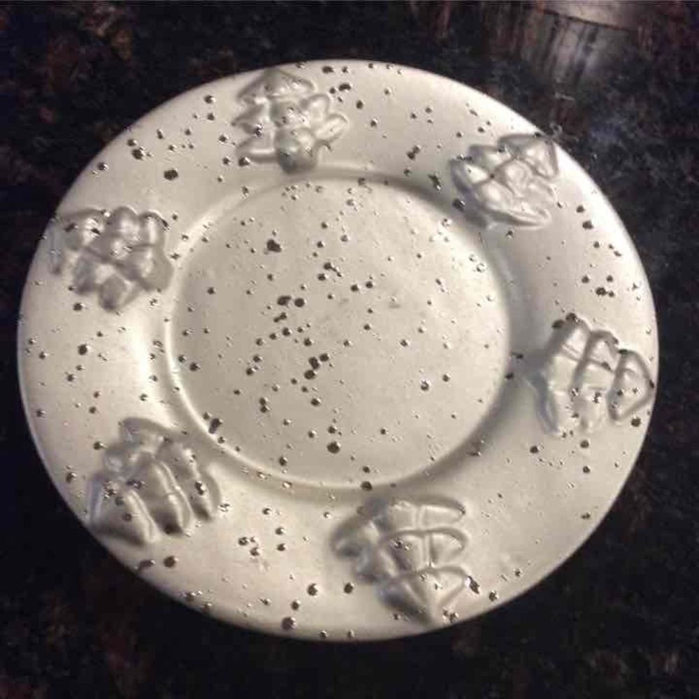 Silver Christmas Tree Candle Plate